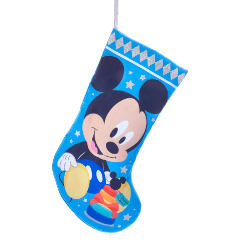 Pack of 4 Blue and Beige Disney Baby Mickey Christmas Stockings 18.75"