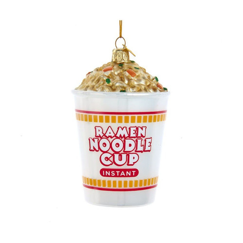 Set of 8 White and Red Ramen Noodle Cup Christmas Ornaments 4"