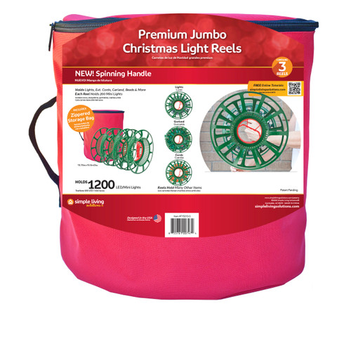 Set of 3 Jumbo Christmas Light Reels with Storage Bag 12.5"