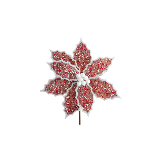 Set of 12 Gingerbread Poinsettia Artificial Christmas Picks 14"