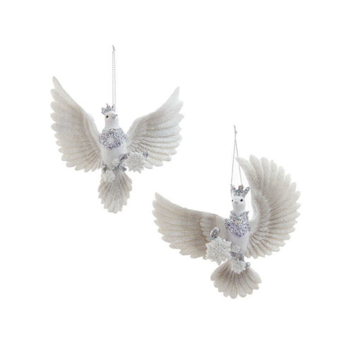 Club Pack of 12 White and Silver Flying Dove Christmas Figurine Ornaments 5.25"