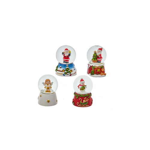 Set of 12 Lighted Santa Snowman and Angel Christmas Snow Globes 1.75"