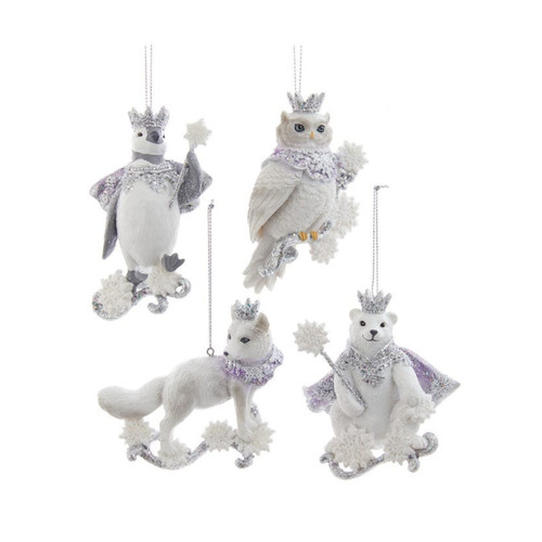 Club Pack of 12 White and Silver Arctic Animals Christmas Figurine Ornaments 4.25"
