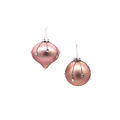Set of 6 Ball and Onion Shaped Christmas Ornaments 3" (80mm)