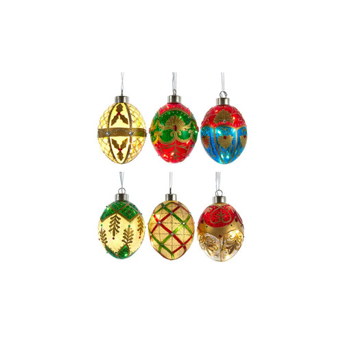 Set of 6 USB Warm White LED Egg Shaped Christmas Ornaments 4.5"