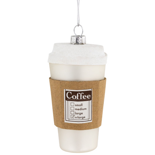 4" X-Large Coffee To Go Glass Christmas Ornament