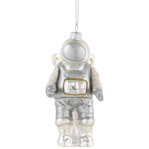 5" Silver Glittered Astronaut Glass Christmas Ornament