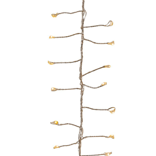 240-Count Warm White LED Fairy Lighted Christmas Cluster Garland - 8ft - Silver Wire
