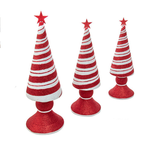 Peppermint Striped Tabletop Christmas Tree Red and White - 14" - 3ct