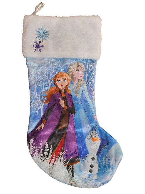 Disney Frozen Anna Elsa Oaf Sparkly White & Blue Holiday Christmas Stocking