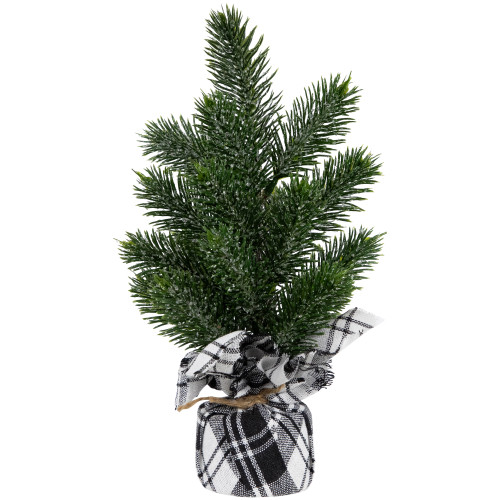 10 - MINI PINE TREES WITH PLAID WEIGHTED BASE