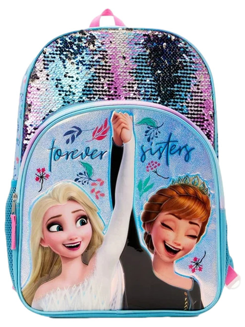 Disney Frozen Elsa and Anna Forever Sisters Sequin 17" Laptop Backpack