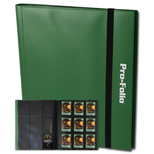 BCW PRO-FOLIO 9-POCKET ALBUM - GREEN (Holds 360 Cards 9 Pocket Double Pages