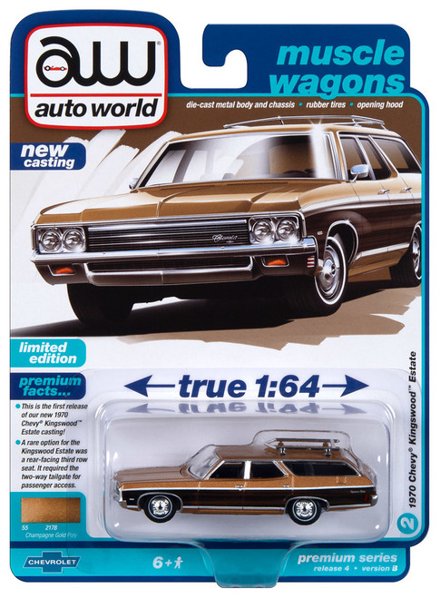 Auto World 64422 Muscle Wagon 1:64 1970 Chevy Kingswood Estate Gold Series B