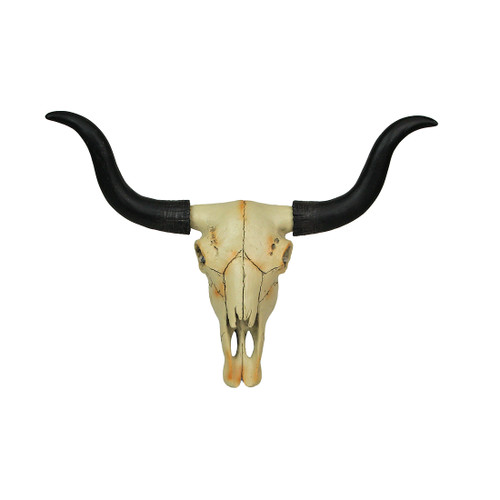Zeckos Longhorn Steer Skull Resin Table or Wall Statue W/ Stand