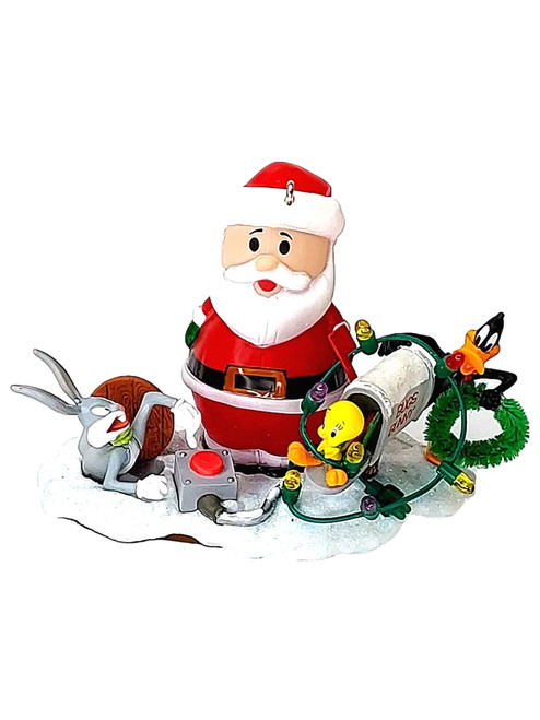 Looney Tunes Deck The Yard Bugs Bunny Santa Tweety Daffy Duck Christmas Ornament