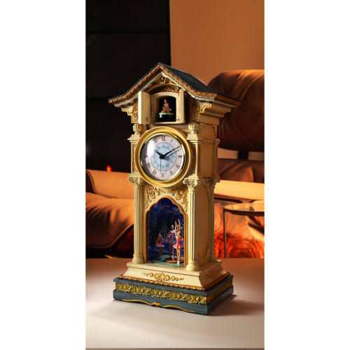 Ballerina Musical Clock Christmas Tabletop Decoration - 15.5" - Gold and Green