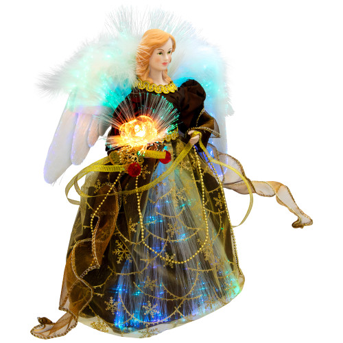 Color Changing Fiber Optic Christmas Angel Tree Topper - 12" - Brown |  Christmas