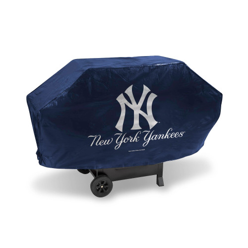 68" x 35" Silver Colored and Navy Blue MLB New York Yankees Deluxe Grill Cover