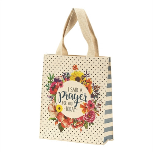 10" Biege and Red Floral Words Printed Gift Bag - 33828168