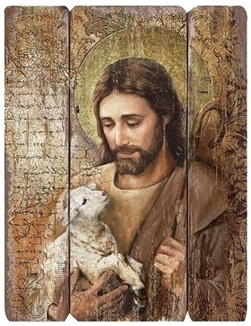 20.25" x .5" Religious Renaissance Style Jesus with Lamb Decorative Wall Hanging Panel