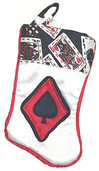 7" Deck of Cards Spades Casino White and Red Mini Christmas Stocking