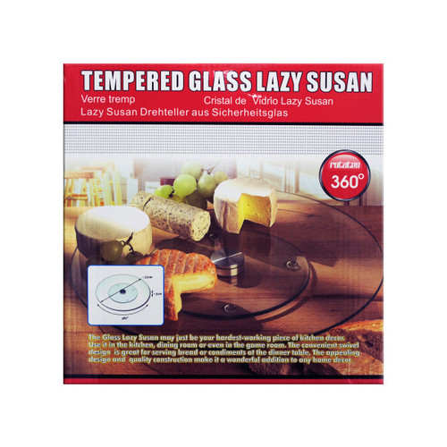 10" Clear and Silver Colored Tempered Glass Lazy Susan