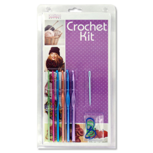 Pack of 4 Purple and Blue 6-Piece Multi-Purpose Crochet Kit