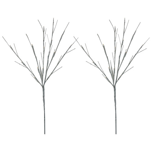 Set of 2 LED Battery Operated White Burch Branches 29"