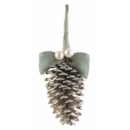 4.75" Silver Vintage Pine Cone Hanging Christmas Ornament
