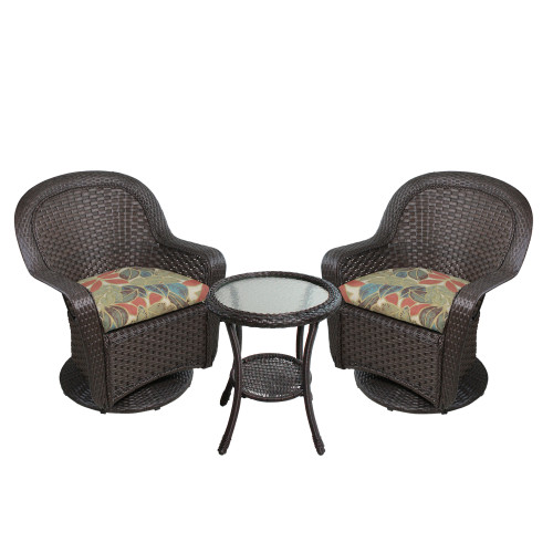 35" Brown Steel 3pc Resin Wicker Outdoor Patio Furniture Set
