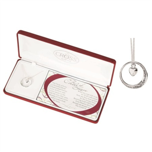 18" Silver Mobius Ring Necklace with Mini Heart Pendant
