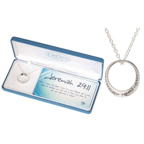 18" Silver Plated Wide Mobius Ring "Jeremiah 29:11" Engraved Pendant Necklace