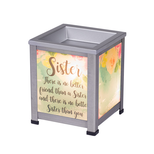 5" Gray and Black Sister Quotes Glass Warmer