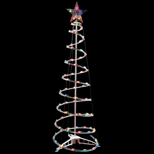 4ft Lighted Spiral Christmas Tree with Star Tree Topper, Multi Lights