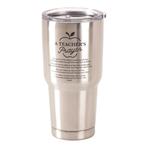 8" Silver Stainless Steel Drinking Teacher's Prayer Printed Tumbler Cup