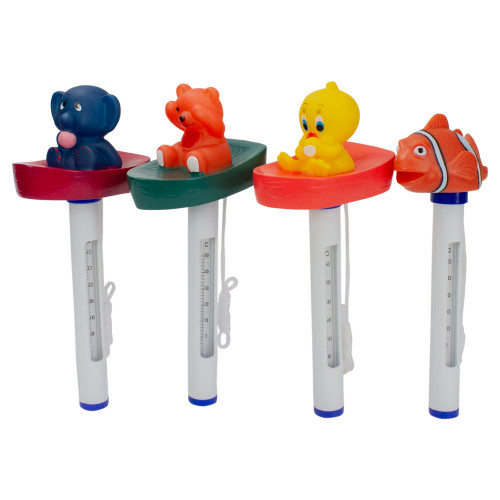 Set of 4 White and Orange Baby Floating Swimming Pool Thermometers with Cords 9.5"