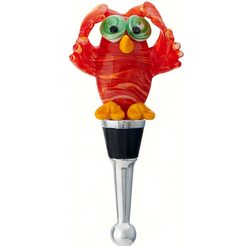 5" Red Owl Design Hand Blown Bottle Stopper - 33479767