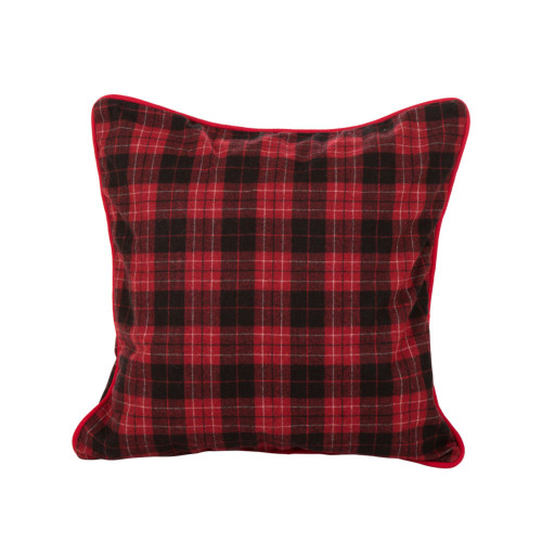 18" Red and Black Tartan Plaid Farmhouse Christmas Pillow Cover