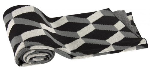 60" Bold Black and Calming Gray Geometric Design Throw