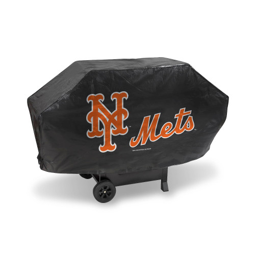68" x 35" Black and Orange MLB New York Mets Deluxe Grill Cover