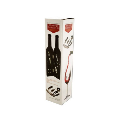 13.25" Black Wine Bottle Accessory Kit in Bottle-Shaped Case