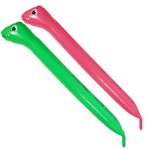 6" Inflatable Pink and Green Dinosaur Twisty Tube Pool Toys - Set of 2