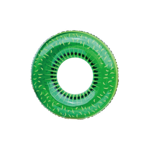 42" Inflatable Green and Black Kiwi Fruit Swimming Pool Inner Tube Ring Float