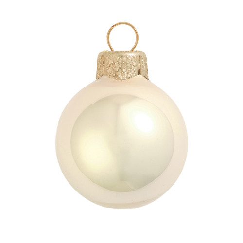 28ct Champagne Pearl Finish Glass Christmas Ball Ornaments 2" (50mm)