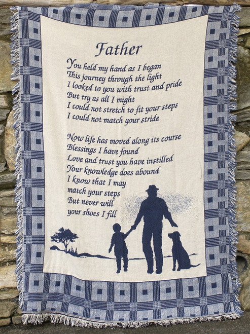 White and Blue A Son's Reflection Inspirational Poem Throw Blanket 46" x 60"