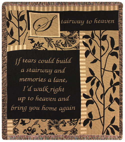 Black and Gold Uplifting Inspirational Stairway to Heaven Tapestry Throw Blanket 50" x 60"