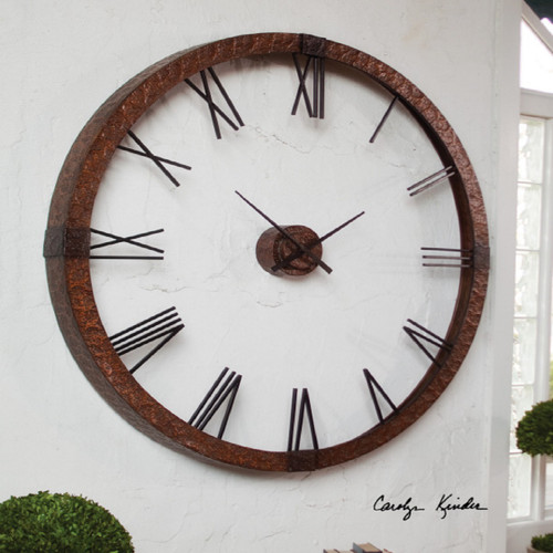 60" Large Industrial Roman Numeral Copper Wall Clock