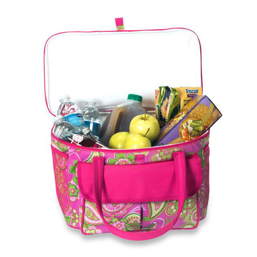 24" Pink Fashionable Insulated Cooler Bag Beach Tote - 20 Can Capacity