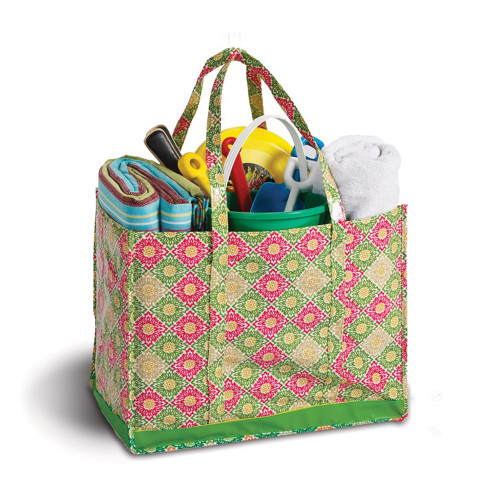 19" Decorative Green and Pink Eco-Friendly Reusable Tote Bag